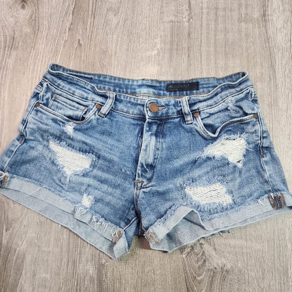 BLANK NYC Distressed Denim Cut Off Rolled Hem Jean Shorts